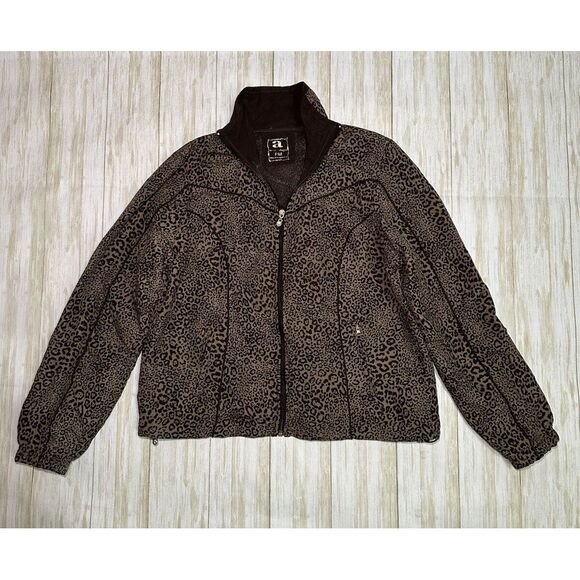Activology Womens Leopard Print Jacket Full Zip Plus Size PM Pockets‎ Brown - Picture 4 of 12